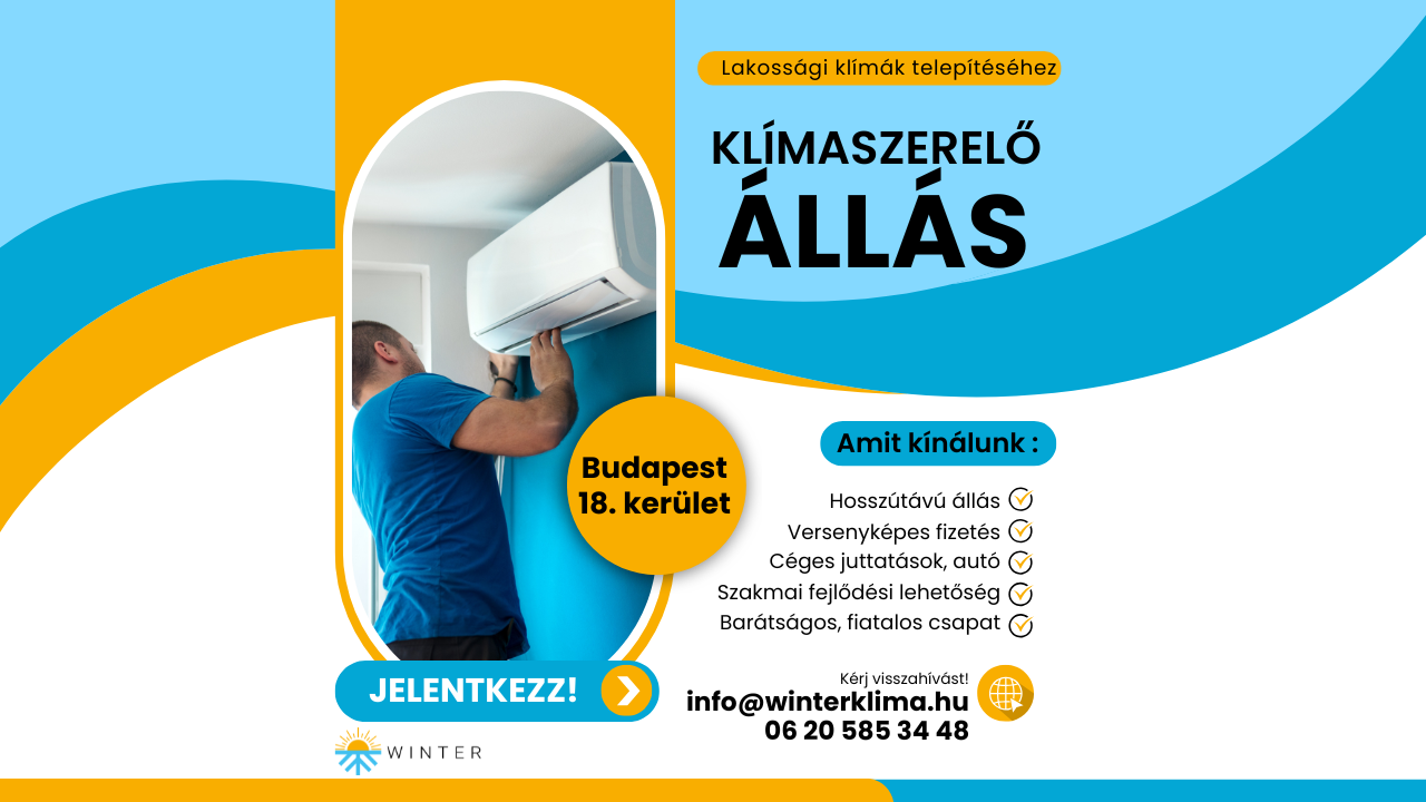 klímaszerelő állás 18.kerület